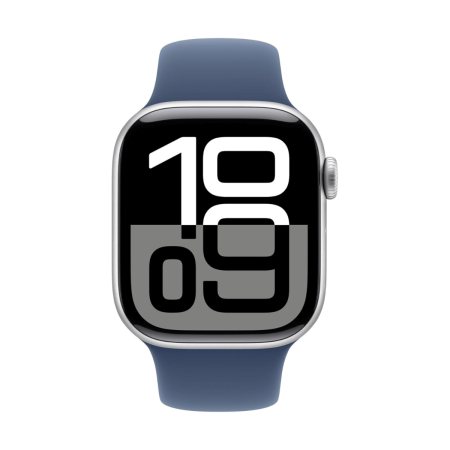 Apple Watch Series 10 GPS + Cellular 42mm Aluminio Plata y Correa Deportiva Azul (Denim) - Talla S/M