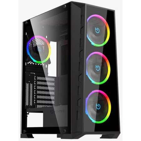 Caja ordenador gaming hiditec mh12 e - atx argb cristal templado negro