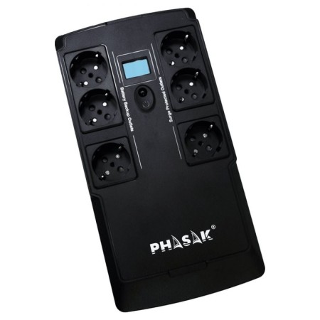 SAI Línea Interactiva Phasak Kryptos 800 VA/ 480W/ 6 Salidas/ Formato Bloque