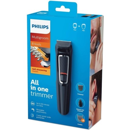 Cortapelos 8 en 1 Philips Multigroom Series 3000 MG-3730/15/ con Batería/ 11 Accesorios