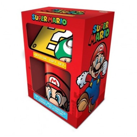 Set taza posavasos y llavero pyramid super mario