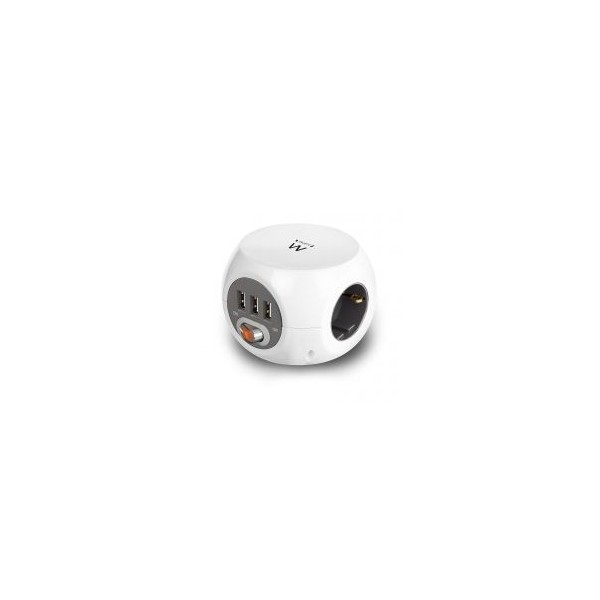 Regleta cubica ewent ew3939 3 tomas shucko -  3 puertos usb -  1.5m