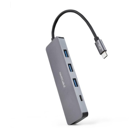 Hub nanocable usb - c a 3xusb3.0 - h  1xusb - c - h aluminio 10 cm - gris