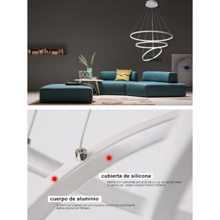 Luminaria colgante ELIX, 60W, blanco, Ø57+38cm · 4000 · Blanco neutro