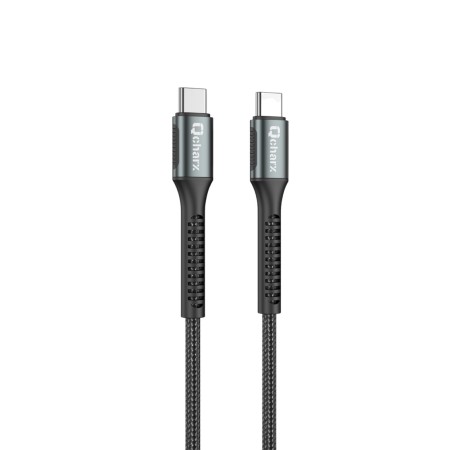 Cable qcharx prague tipo c a tipo c 3a 60w - 1 m - aleación de aluminio negro cordón de tela suave