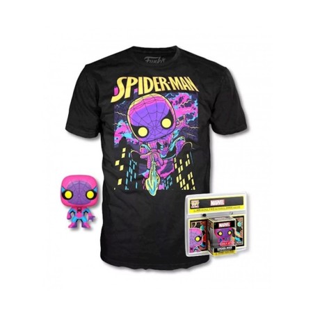 Pop & tee marvel spiderman black light funko  camiseta talla xl