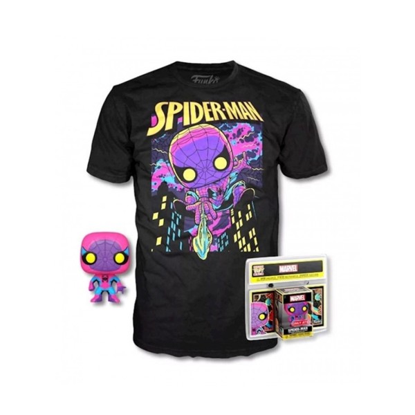 Pop & tee marvel spiderman black light funko  camiseta talla xl