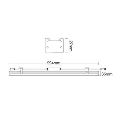 Proyector LED lineal 24W RGB+CCT, DC24V, RF, Alexa, SINC. 1m