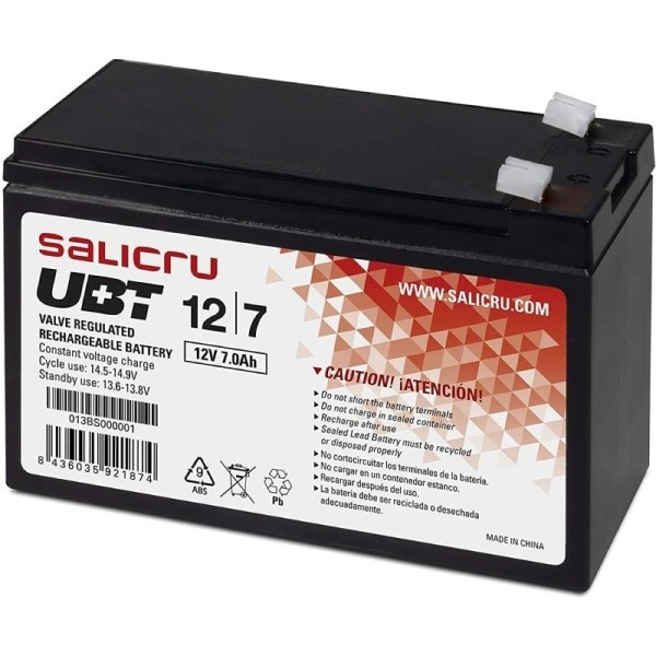 Batería Salicru UBT 12/7 V2 compatible con SAI Salicru según especificaciones