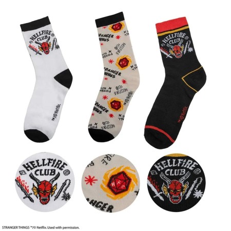 Pack 3 pares de calcetines cinereplicas stranger things hellfire club