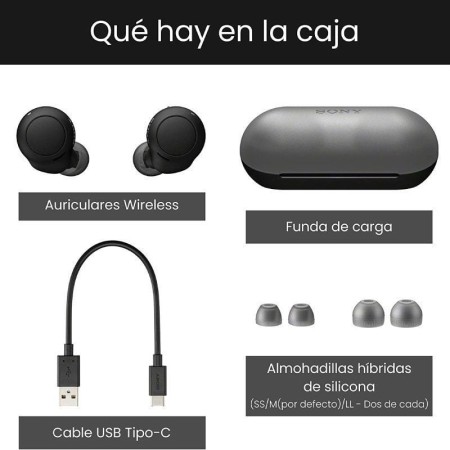 Auriculares Bluetooth Sony WF-C500 con estuche de carga/ Autonomía 5h/ Negros