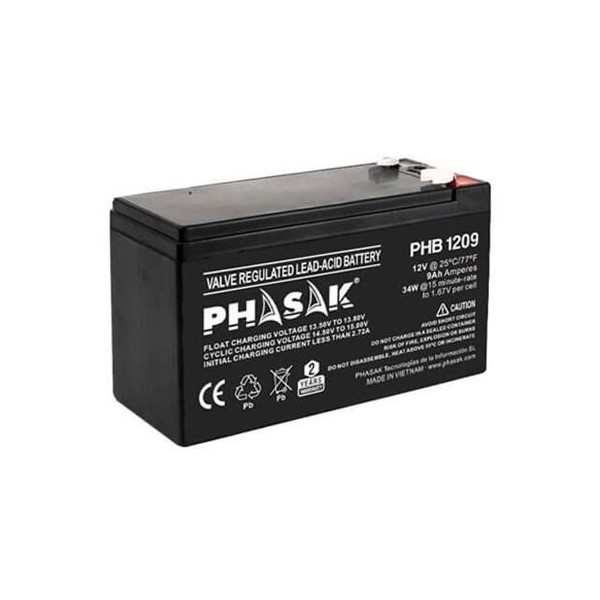 Bateria phasak phb 1209 compatible para sais 9ah 12v acido - plomo