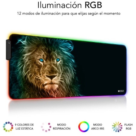 Alfombrilla Subblim SUBMP-02RGB10 LED RGB Lion XL/ 800 x 300 x 4 mm