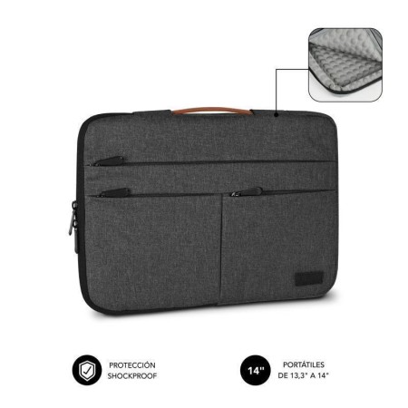 Funda Subblim Air Padding 360 Sleeve para Portátiles hasta 14"/ Gris Oscuro