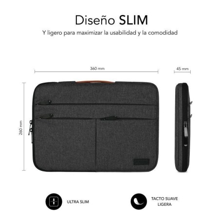 Funda Subblim Air Padding 360 Sleeve para Portátiles hasta 14"/ Gris Oscuro