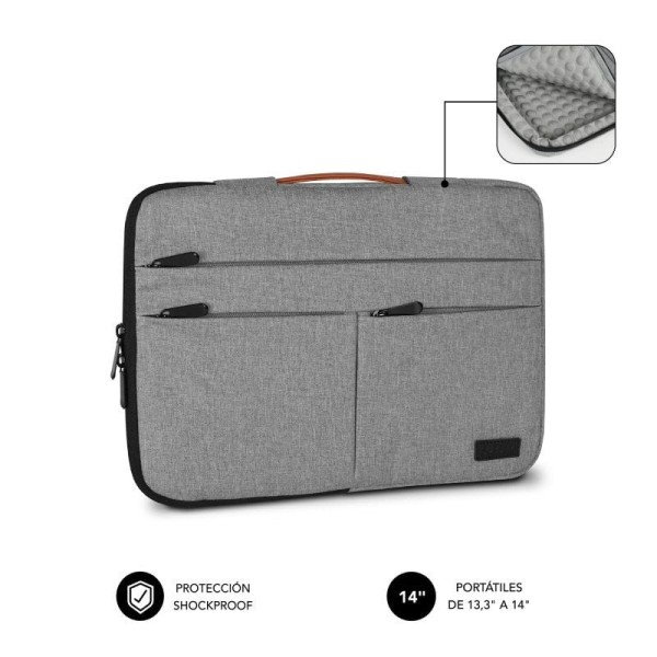 Funda Subblim Air Padding 360 Sleeve para Portátiles hasta 14"/ Gris Claro