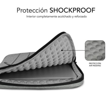 Funda Subblim Air Padding 360 Sleeve para Portátiles hasta 14"/ Gris Claro