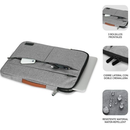 Funda Subblim Air Padding 360 Sleeve para Portátiles hasta 15.6"/ Gris Claro