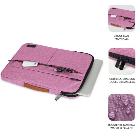 Funda Subblim Air Padding 360 Sleeve para Portátiles hasta 15.6"/ Rosa