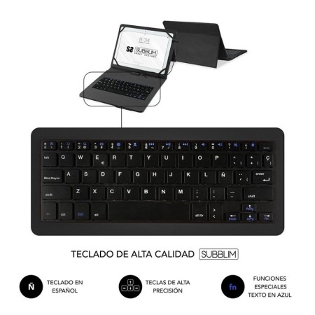 Funda con Teclado Subblim Keytab Pro USB para Tablets de 10.1"-11"/ Negra