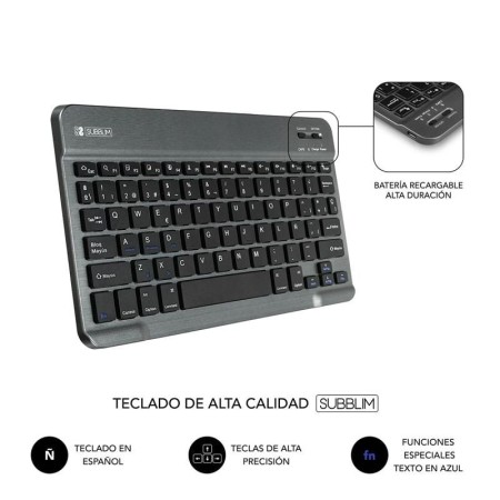 Funda con Teclado Subblim Keytab Pro Bluetooth para Tablets de 10.1"-10.8"/ Negra