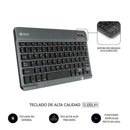 Funda con Teclado Subblim Keytab Pro Bluetooth para Tablets de 10.1"-10.8"/ Roja