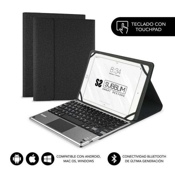 Funda con Teclado Subblim Keytab Pro Bluetooth Touchpad para Tablets de 10.1"-10.8"/ Negra