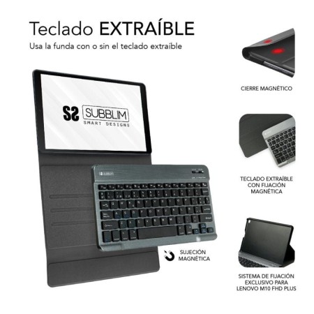 Funda con Teclado Subblim KeyTab Pro BT para Tablet Lenovo Tab M10 FHD Plus de 10.3"/ Negra