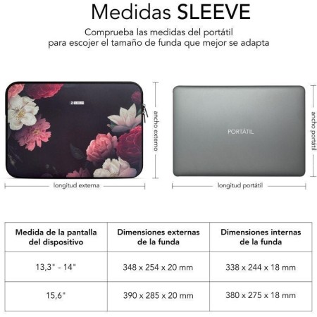 Funda Subblim Trendy Sleeve Neo Flowers para Portátiles hasta 14"