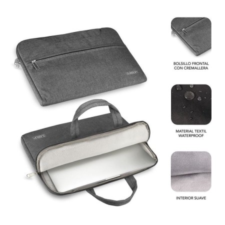 Maletín Subblim Business Laptop Sleeve para Portátiles hasta 15.6"/ Cinta para Trolley/ Gris