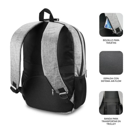 Mochila Subblim Urban Lock para Portátiles hasta 16"/ Puerto USB/ Antirrobo/ Gris