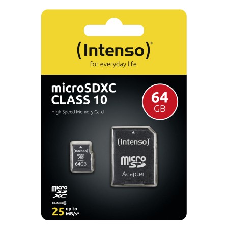 Tarjeta memoria micro sd intenso 64gb cl10 + adaptador sd