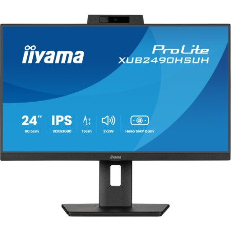 MONITOR IIYAMA 24″ XUB2490HSUH-B2, FHD, 75HZ, 1MS, HDMI, DISPLAYPORT, USB, ALT, AJUS ALT, PIVOTANTE, CAM