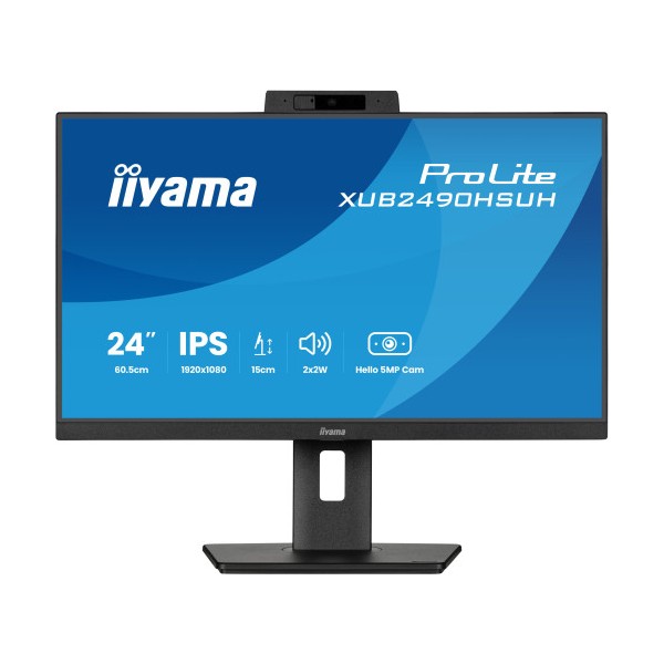 MONITOR IIYAMA 24″ XUB2490HSUH-B2, FHD, 75HZ, 1MS, HDMI, DISPLAYPORT, USB, ALT, AJUS ALT, PIVOTANTE, CAM