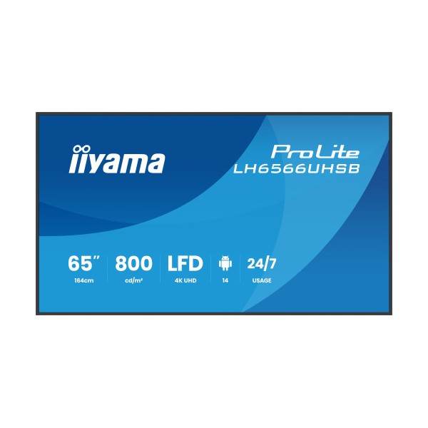 iiyama LH6566UHSB-B1AG pantalla de señalización Pantalla plana para señalización digital 165,1 cm (65″) LCD Wifi 800 cd / m² 4K 