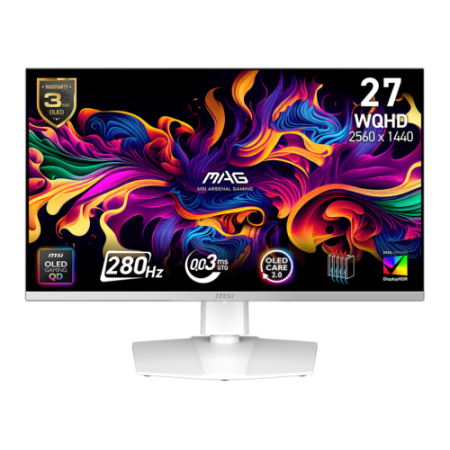 MSI MAG 272QPW QD-OLED X28 pantalla para PC 67,3 cm (26.5″) 2560 x 1440 Pixeles Wide Quad HD Blanco