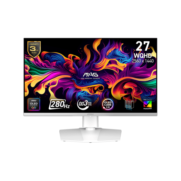 MSI MAG 272QPW QD-OLED X28 pantalla para PC 67,3 cm (26.5″) 2560 x 1440 Pixeles Wide Quad HD Blanco