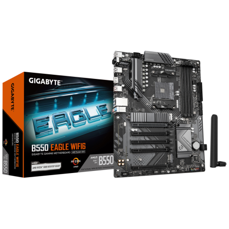 GIGABYTE B550 EAGLE WIFI6 Placa base - Procesadores AMD Ryzen serie 5000 G, VRM de 10+3+1 fases, hasta 3200 MHz DDR4, 1xPCIe 4.0