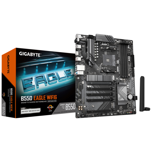GIGABYTE B550 EAGLE WIFI6 Placa base - Procesadores AMD Ryzen serie 5000 G, VRM de 10+3+1 fases, hasta 3200 MHz DDR4, 1xPCIe 4.0