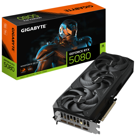 GIGABYTE GeForce RTX 5080 WINDFORCE OC SFF 16G – Tarjeta gráfica, 16GB GDDR7, 256bit, PCI-E 5.0, 2670MHz Core Clock, 3 × DP 2.1b