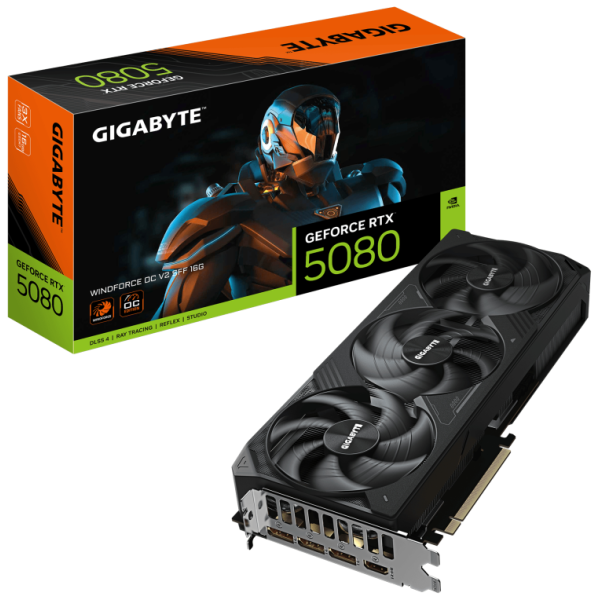 GIGABYTE GeForce RTX 5080 WINDFORCE OC SFF 16G – Tarjeta gráfica, 16GB GDDR7, 256bit, PCI-E 5.0, 2670MHz Core Clock, 3 × DP 2.1b