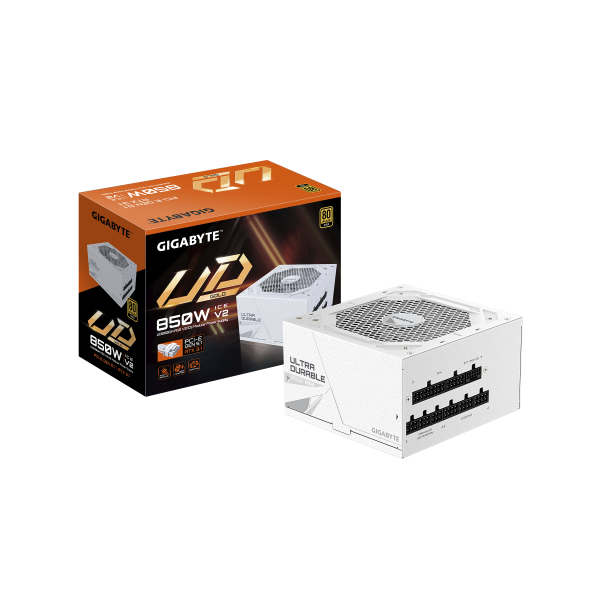 GIGABYTE UD850GM PG5 V2 ICE Fuente de Alimentación – PCIe Gen 5.1, 80 PLUS Gold, Diseño completamente modular, Ventilador de 120