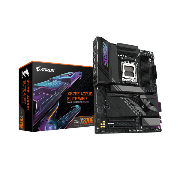 GIGABYTE Placa base X870E A ELITE WIFI7 - Compatible con CPUs AMD Ryzen 9000, VRM digital de 16+2+2 fases, hasta 8000MHz DDR5 (O