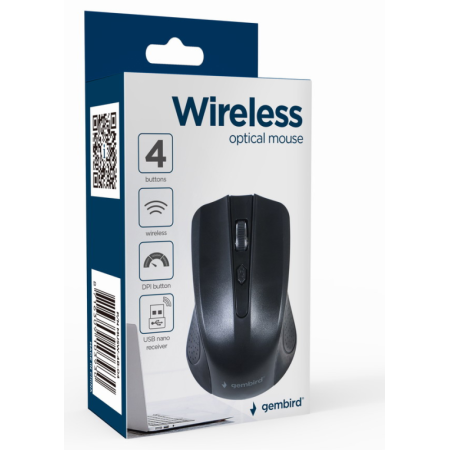 Gembird MUSW-4B-04 ratón Oficina Ambidextro RF inalámbrico Óptico 1600 DPI