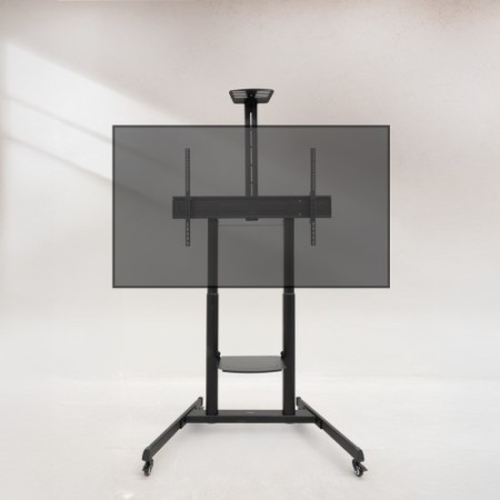 TooQ “AQUILES” Soporte de Suelo con Ruedas con Regulación de Altura para Pantallas 60″-100″, Negro