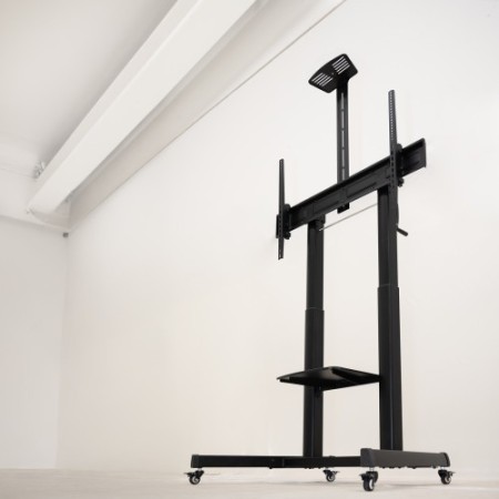 TooQ “AQUILES” Soporte de Suelo con Ruedas con Regulación de Altura para Pantallas 60″-100″, Negro