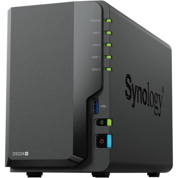 NAS Synology Diskstation DS224+/ 2 Bahías 3.5″- 2.5″/ 2GB DDR4/ Formato Torre