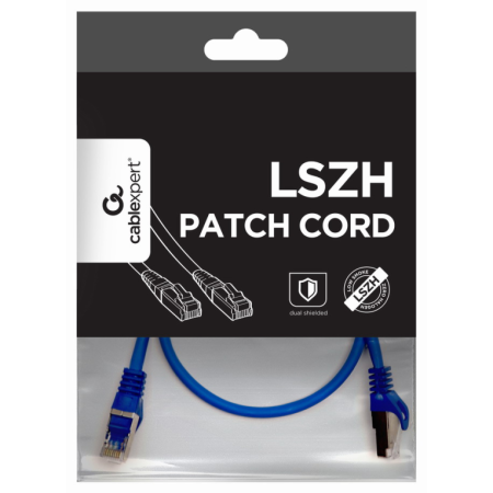 Gembird PP6A-LSZHCU-B-0.5M cable de red Azul 0,5 m Cat6a S/FTP (S-STP)