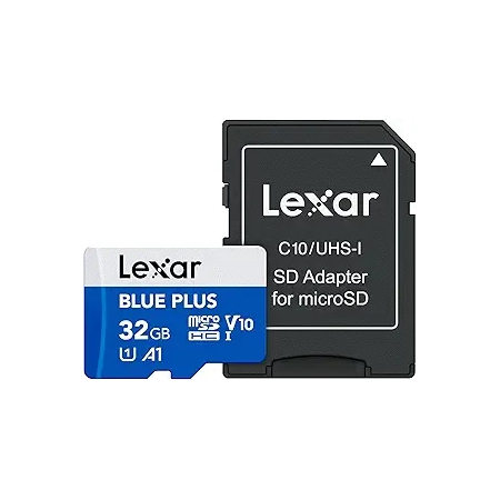 LEXAR 32GB BLUE PLUS MICROSDHC UHS-I WITH SD ADAPTER, UP TO 100MB/s READ C10 A1 V10 U1