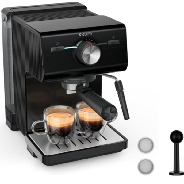 Cafetera Expreso Krups Authentic XP381810/ 1140W/ 15 Bares/ Negra
